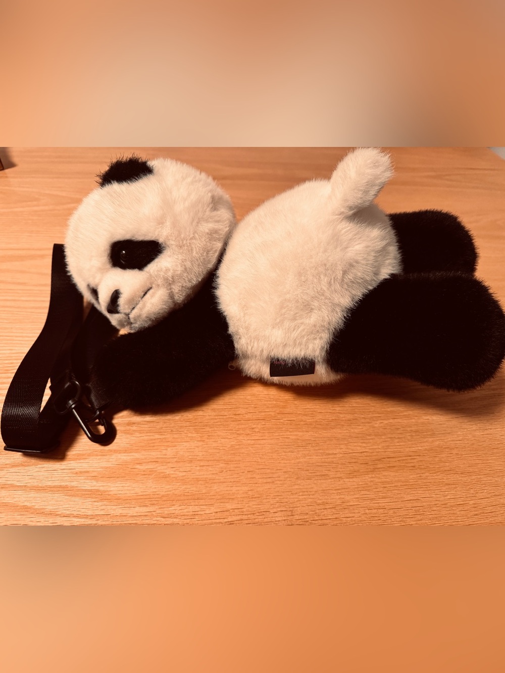Plush Panda Crossbody Bag - Black & White